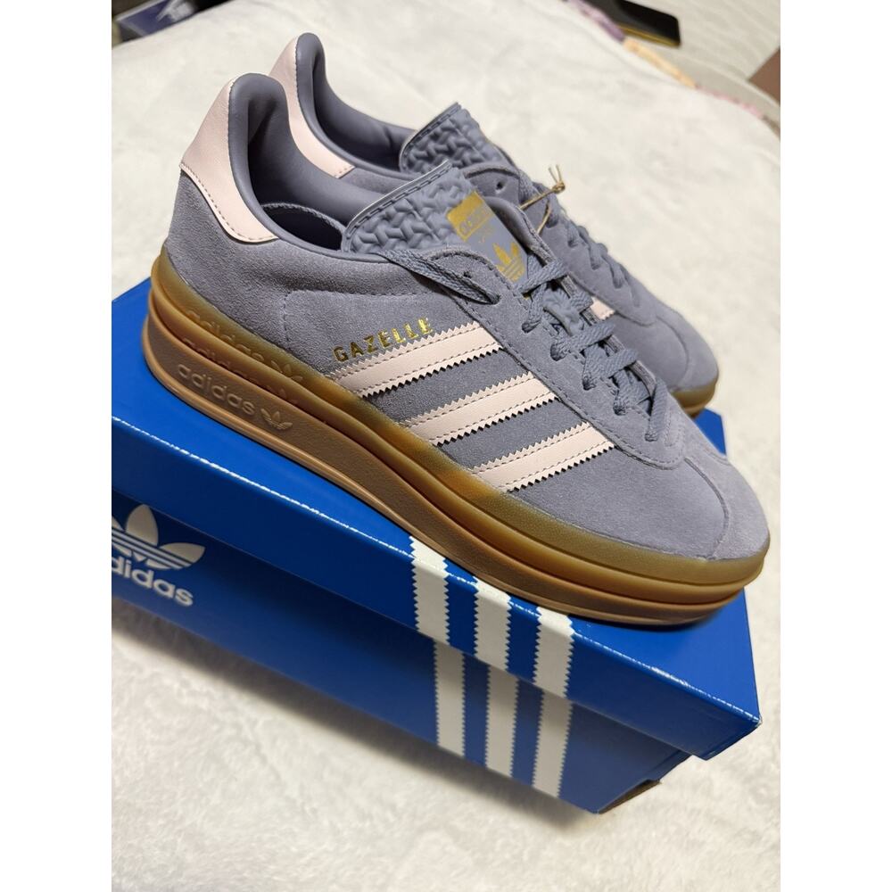 Adidas Gazelle Bold J Sneakers Sz 6.5 Youth Silver Violet Pink Gum Sole - Picture 3 of 6